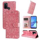 For OPPO A53 / A53s / A33 / A32 Embossed Sunflower Leather Phone Case(Rose Gold) - 1