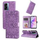 For OPPO A57 5G / Realme V23 Embossed Sunflower Leather Phone Case(Purple) - 1