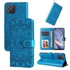 For OPPO A92s / Reno4 Z / A53 5G Embossed Sunflower Leather Phone Case(Blue) - 1