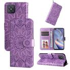 For OPPO A92s / Reno4 Z / A53 5G Embossed Sunflower Leather Phone Case(Purple) - 1
