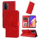 For OPPO A74 5G / A54 5G Embossed Sunflower Leather Phone Case(Red) - 1