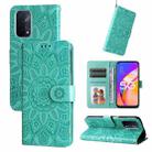 For OPPO A74 5G / A54 5G Embossed Sunflower Leather Phone Case(Green) - 1