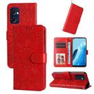 For OPPO Find X5 Lite / Reno7 5G Global Embossed Sunflower Leather Phone Case(Red) - 1