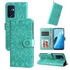 For OPPO Find X5 Lite / Reno7 5G Global Embossed Sunflower Leather Phone Case(Green) - 1