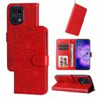 For OPPO Find X5 Embossed Sunflower Leather Phone Case(Red) - 1