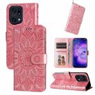 For OPPO Find X5 Embossed Sunflower Leather Phone Case(Rose Gold) - 1