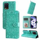 For OPPO Find X5 Pro Embossed Sunflower Leather Phone Case(Green) - 1