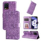 For OPPO Realme 8 4G / 8 Pro Embossed Sunflower Leather Phone Case(Purple) - 1