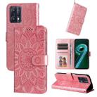 For OPPO Realme 9 Pro / 9 5G Embossed Sunflower Leather Phone Case(Rose Gold) - 1