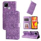 For OPPO Realme C15 / C12 / C25 Embossed Sunflower Leather Phone Case(Purple) - 1
