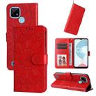 For OPPO Realme C21 / C21Y Embossed Sunflower Leather Phone Case(Red) - 1