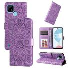 For OPPO Realme C21 / C21Y Embossed Sunflower Leather Phone Case(Purple) - 1