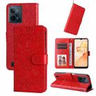 For OPPO Realme C31 Embossed Sunflower Leather Phone Case(Red) - 1