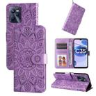 For OPPO Realme C35 4G / Narzo 50A Prime Embossed Sunflower Leather Phone Case(Purple) - 1