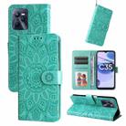 For OPPO Realme C35 4G / Narzo 50A Prime Embossed Sunflower Leather Phone Case(Green) - 1