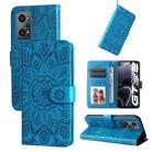 For OPPO Realme GT Neo2 Embossed Sunflower Leather Phone Case(Blue) - 1