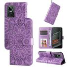For OPPO Realme GT Neo3 Embossed Sunflower Leather Phone Case(Purple) - 1