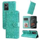 For OPPO Realme GT Neo3 Embossed Sunflower Leather Phone Case(Green) - 1