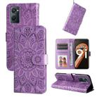 For OPPO Realme 9i / A36 4G / A76 4G Embossed Sunflower Leather Phone Case(Purple) - 1