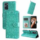 For OPPO Realme 9i / A36 4G / A76 4G Embossed Sunflower Leather Phone Case(Green) - 1