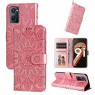 For OPPO Realme 9i / A36 4G / A76 4G Embossed Sunflower Leather Phone Case(Rose Gold) - 1