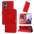 For OPPO Reno7 Z / OnePlus Nord N20 5G Embossed Sunflower Leather Phone Case(Red) - 1