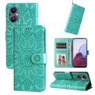 For OPPO Reno7 Z / OnePlus Nord N20 5G Embossed Sunflower Leather Phone Case(Green) - 1