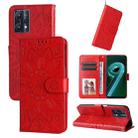 For OPPO Realme 9 Pro+ Embossed Sunflower Leather Phone Case(Red) - 1