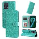 For OPPO Realme 9 Pro+ Embossed Sunflower Leather Phone Case(Green) - 1