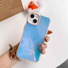 For iPhone 14 Laser Crocodile Pattern Phone Case (Milk Tea Color) - 1