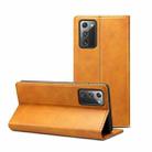 For Samsung Galaxy Note20 Calf Texture Horizontal Flip Leather Phone Case(Khaki) - 1