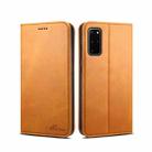 For Samsung Galaxy S20+ Calf Texture Horizontal Flip Leather Phone Case(Khaki) - 1