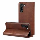 For Samsung Galaxy S21 Calf Texture Horizontal Flip Leather Phone Case(Brown) - 1