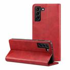 For Samsung Galaxy S21 Ultra Calf Texture Horizontal Flip Leather Phone Case(Red) - 1