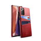 For Samsung Galaxy Note20 Calf Texture Back Protective Phone Case with Card Slots(Red) - 1