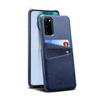 For Samsung Galaxy S20 Calf Texture Back Protective Phone Case with Card Slots(Blue) - 1