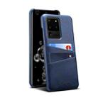 For Samsung Galaxy S20 Ultra Calf Texture Back Protective Phone Case with Card Slots(Blue) - 1
