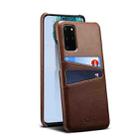 For Samsung Galaxy S20+ Calf Texture Back Protective Phone Case with Card Slots(Brown) - 1