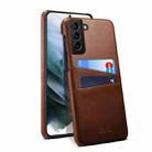 For Samsung Galaxy S21 Calf Texture Back Protective Phone Case with Card Slots(Brown) - 1