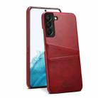 For Samsung Galaxy S22 Calf Texture Back Protective Phone Case with Card Slots(Red) - 1