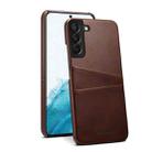 For Samsung Galaxy S22+ Calf Texture Back Protective Phone Case with Card Slots(Brown) - 1