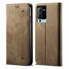 For vivo S15 Pro Denim Texture Casual Style Horizontal Flip Leather Case(Khaki) - 1