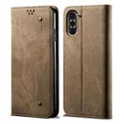 For Huawei Nova 10 4G Denim Texture Casual Style Horizontal Flip Leather Case(Khaki) - 1