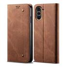For Xiaomi Poco C40 Global Denim Texture Casual Style Horizontal Flip Leather Case(Brown) - 1