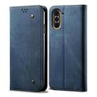 For Xiaomi Poco C40 Global Denim Texture Casual Style Horizontal Flip Leather Case(Blue) - 1