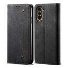 For Xiaomi Poco C40 Global Denim Texture Casual Style Horizontal Flip Leather Case(Black) - 1