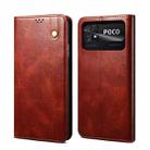 For Xiaomi Poco C40 Global Oil Wax Crazy Horse Texture Leather Phone Case(Brown) - 1