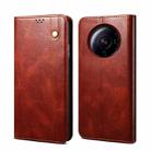For Xiaomi 12S Ultra Oil Wax Crazy Horse Texture Leather Phone Case(Brown) - 1