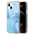 For iPhone 14 Coloured Glaze Marble TPU + PC Phone Case (Blue) - 1