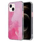 For iPhone 14 Plus Coloured Glaze Marble TPU + PC Phone Case (Pink) - 1